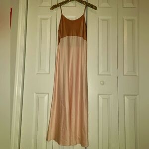 Adore By Ginia RTW Slip Dress Quiet Luxury Boho Maxi Chemise Splice Pink Size L